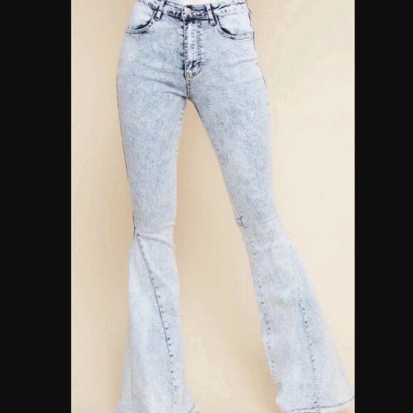 Altar'd State Karter Acid Wash Stretchy Flare Bellbottom Jeans L NWT - Picture 2 of 13